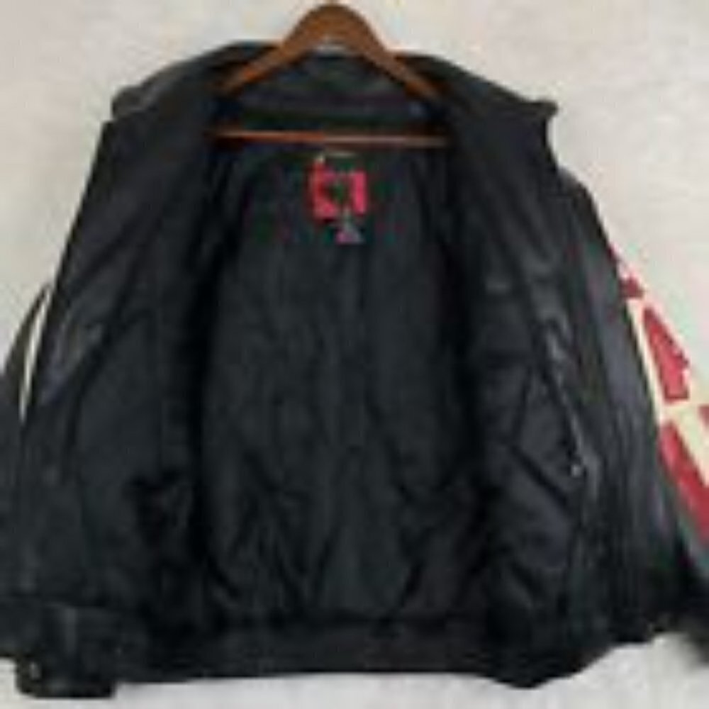Vtg USA Jacket Mens Small Black Flag Big Letter Spellout *Read - Picture 3 of 16